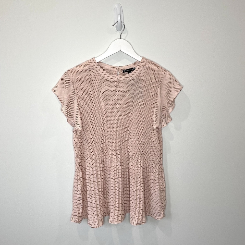 Adrianna Papell Pink Mini Dots Blouse